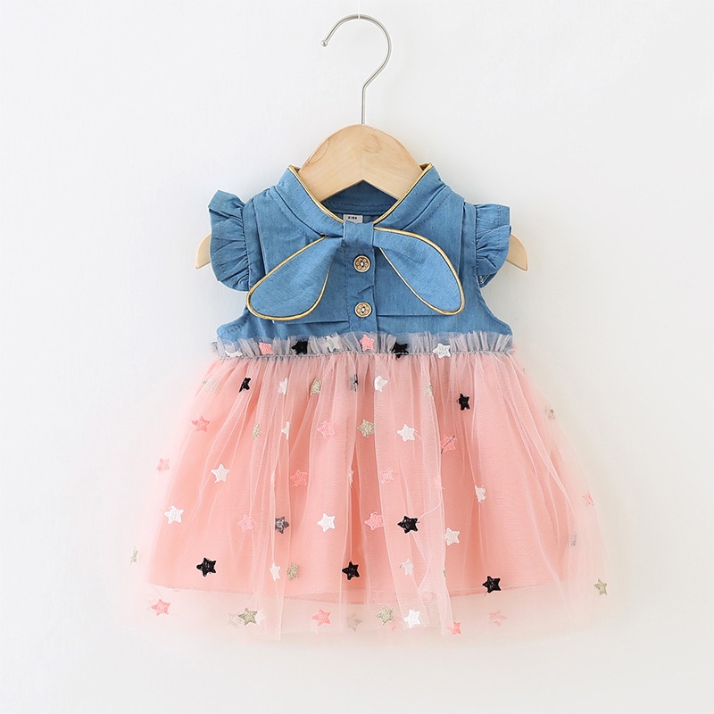 Baby Star Embroidered Denim Dresses